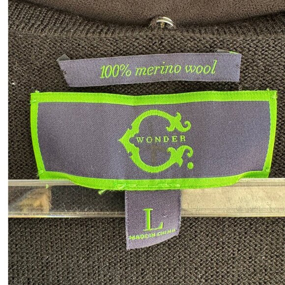 C. Wonder Black Merino Wool Knit Dress w/ Detachable Jeweled Collar | Size L - Picture 3 of 8